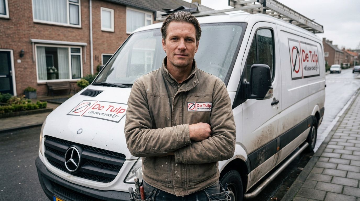 Vakman van Klussenbedrijf De Tulp voor de bedrijfsbus